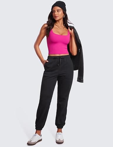 CRZ YOGA Womens Butterluxe Double Lined Square Neck Tight Tank Tops Sleeveless Workout Cropped Casual Yoga Fitted Shirts thumbnail 5