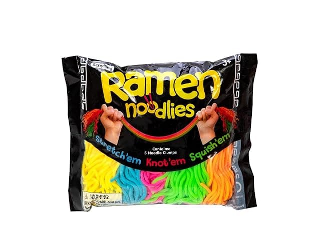 NeeDoh Ramen Noodlies - Sensory Squeeze Toy - Contains 5 Noodle Clumps - 8.5" Long - Multicolored (Pack of 1) - Image 1