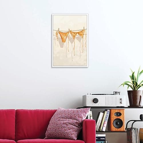 Coastal Cowgirl Bikini Canvas Wall Art Room Decor Trendy Orange Coquette Girl Bow Canvas Aesthetic Preppy Beachy For Dorm Apartment 12x16in Unframed thumbnail 2