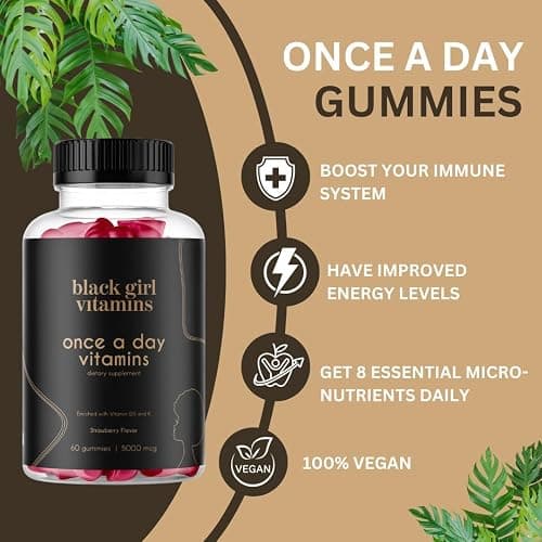 Black Girl Vitamins Look Good Feel Good Bundle – Hair Skin & Nails, Vitamin D3 2000IU & Once a Day Multivitamin - Women's Supplement Bundle – Energy, Immunity & Beauty Support thumbnail 4