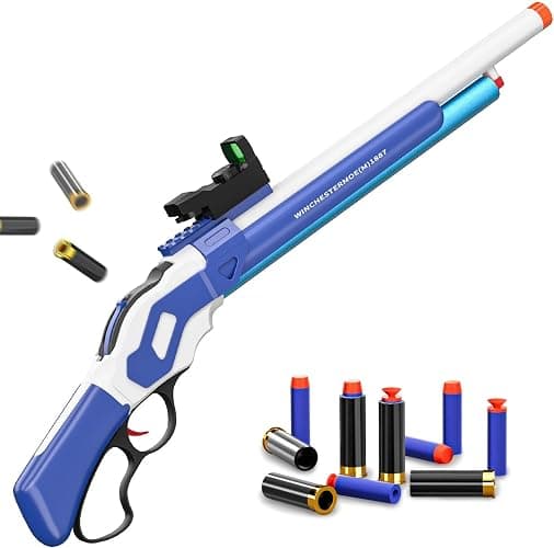 Soft Bullet Lever Bolt Action Toy Gun Shell Ejecting Pump Shotgun Big Revolver Pistol Perfect Prop Cowboy Sniper Rifle Foam Dart Blaster Models Blue Boys 6 7 8 9 10 11 12 Year Old Cool Shooting Games thumbnail 8