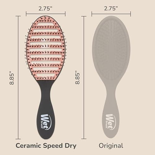 Wet Brush Ceramic Speed Dry Hair Brush, Black - Vented Design & Soft HeatFlex Bristles for Blow-Dry Safe Styling - Ergonomic Handle for Pain-Free Detangling - Hair Accessories for All Hair Types thumbnail 5
