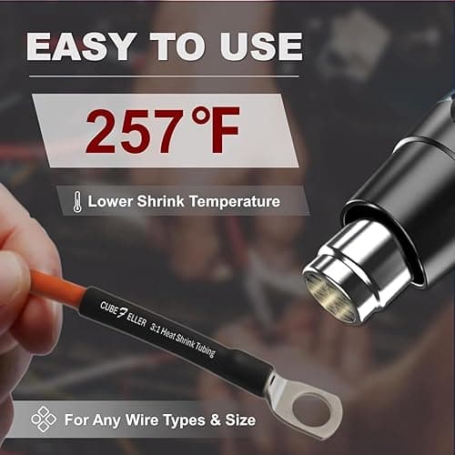 CUBEFELLER® 3/32 Inch (2.4mm) 40 Ft Waterproof Heat Shrink Tubing Kit,UL Listed,3:1 Marine Grade Adhesive Lined Heatshrink Tube,Insulation Sealing Oil-Proof,20 ft Black & 20 ft Red,ET4024BR - 2.4mm (3/32") - 40ft - Red & Black - 1 thumbnail 4