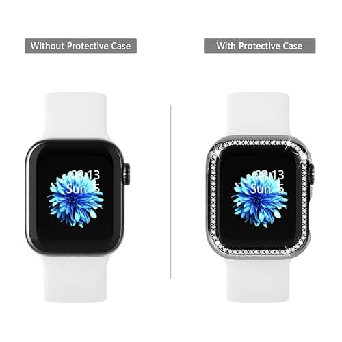 adepoy Compatible for Apple Watch Case 44mm Series 6/5/4 SE Bling Rhinestone Apple Watch Protective Case Bumper Frame Case Cover for iWatch Series 44mm Black thumbnail 5