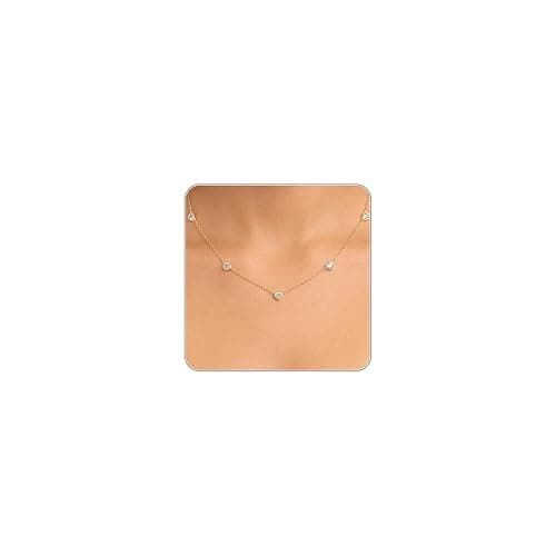 CUEZIY Dainty Silver Gold Necklaces for Women Cute Station Choker Simulated Diamond Necklace Simple Layering CZ Necklace Trendy Jewelry Gifts thumbnail 2