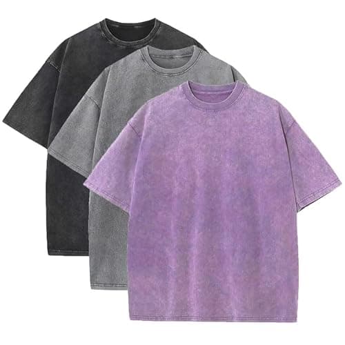 3 Pcs Men's Oversized Heavy Cotton Summer T-Shirts Vintage Tee Loose Fit Short Sleeve Casual Tshirts for Men Women - Image 1