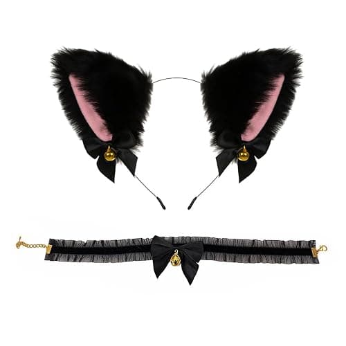 Cat Ears Headband For Women & Girls - Faux Fur Ears With Bells, Perfect For Cosplay & Birthday Party thumbnail 3