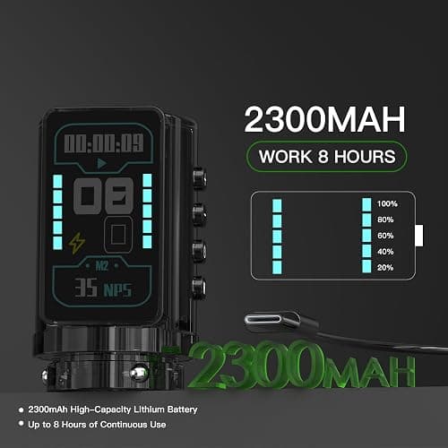 Wormhole 2300mAh Battery and 7 Adjustable Stroke Tattoo Gun for Artists, Aluminum Alloy Wireless Tattoo Machine, Lightweight Compact Rotary Tattoo Pen Powerful Motor Precision Professional - Black thumbnail 6