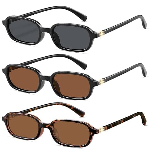 YMRFW Retro Rectangular Sunglasses for Women Narrow Trendy Small 90s Style Square Frame UV Protection Sun Glasses - Image 1