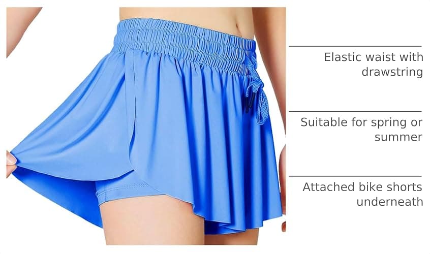 Girls Butterfly Shorts Kids Flowy Short Running Girl's Skirts Athletic Skorts with Pocket thumbnail 4