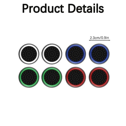 8 Pcs Thumb Grips Silicone Cover Protection Attachments Game Controllers, Convex and Concave-Raised Dots & Studded Design thumbnail 2