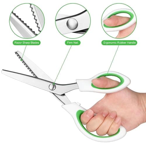 YUQGAOP Pinking Shears，9” Zig Zag Scissors for Fabric，Pinking Shears Scissors for Fabric Cutting，Professional Handheld Dressmaking，Great for Many Kinds of Sewing Fabrics Leather and Craft Paper thumbnail 4