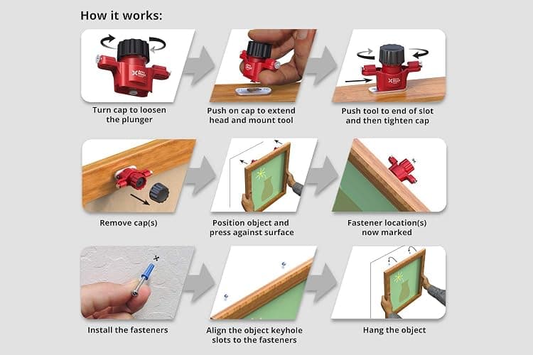 Keyhole Companion Marking Tool Set – Accurately Mark Keyhole Slot Fastener Locations without Measuring, Templates, or Creating Unwanted Wall Marks – for Keyhole Slots and Hangers thumbnail 4