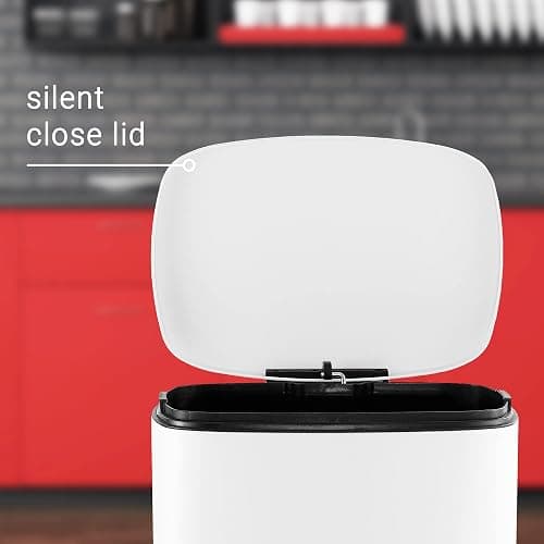 happimess HPM1006C Connor Rectangular Trash Can with Soft-Close Lid and Free Mini Trash Can, Modern Fingerprint Proof for Home, Kitchen, Office, Large:12.98 Gallon Small:1.3 Gallon, White thumbnail 5