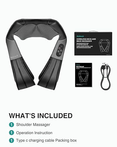 Nekteck Neck Back Massager with Heat, Cordless Shiatsu Shoulder Massager for Pain Relief Deep Tissue, Electric 3D Kneading Massage Pillow for Body Muscle, Gifts for Men Women Dad Mom thumbnail 7