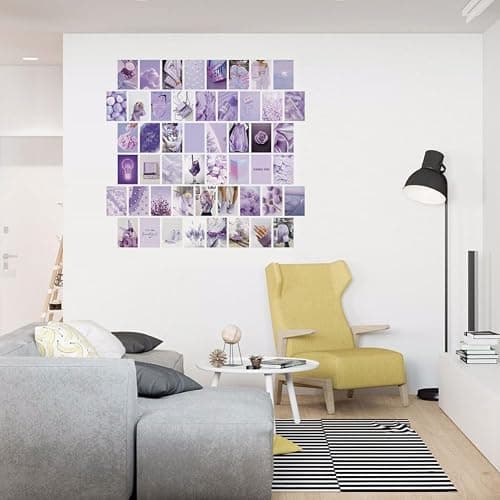 50PCS Aesthetic Picture for Wall Collage, 4x6 inch Room Decor for Teen Girls, Neon Bedroom Collage Print Kit,Cute Dorm Wall Art Photo Posters [Single Sided] (Purple 1) thumbnail 2