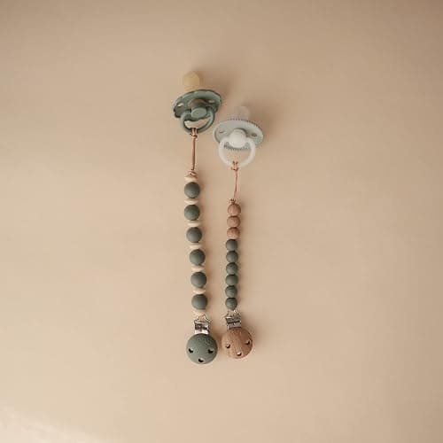 mushie 100% Silicone Baby Pacifier Clip BPA Free | Luna (Dried Thyme) - Dried Thyme thumbnail 3