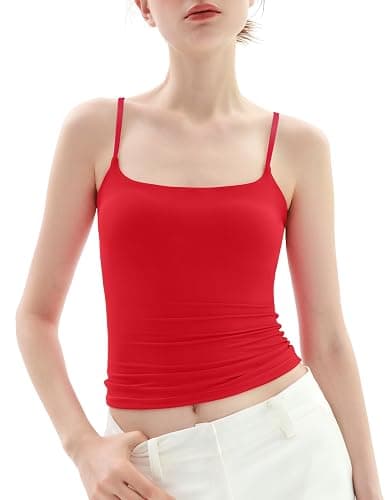 PUMIEY Women's Square Neck Tank Top Adjustable Spaghetti Straps Sleeveless Basic Tops Sharp Collection - Image 1