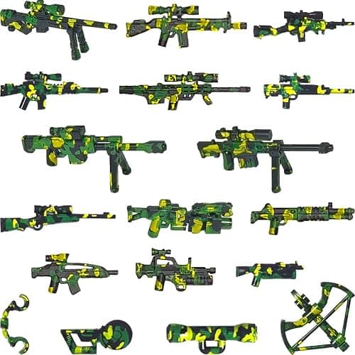 Nicolababe 390 Pezzi Set Armi Militari Giocattoli Mattoncini Equipaggiamento Soldato, Elmetto Mimetizzato, Gilet Tattico, Scudi, Mitragliatrice Gatling, Compatibile con le Principali Minifigure thumbnail 3