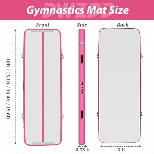 Dwzdd Gymnastics Air Mat 10ft/13ft/16ft/20ft Tumbling Mat Inflatable Gymnastics Tumble Track for Home/Gym/Training/Cheerleading/Water with Electric Pump thumbnail 6
