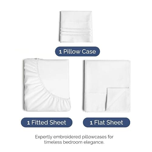 Twin XL Size 3 Piece Sheet Set - Comfy Breathable & Cooling Bed Sheets Set - Hotel Luxury Bedding for Women, Men, Kids, Teens, Boys & Girls - Deep Pockets, Ultra-Soft, Wrinkle Free - Oeko-Tex - White thumbnail 2