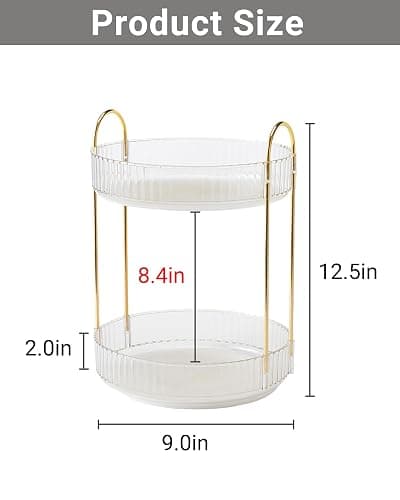 Asayuee 360 Rotating Makeup Organizer,2 Tier Large Capacity Make Up Organizers and Storage,Skincare Perfume Vanity Organizers,Bathroom Cosmetics Storage Organizer Countertop(Clear-2 Tier) thumbnail 3