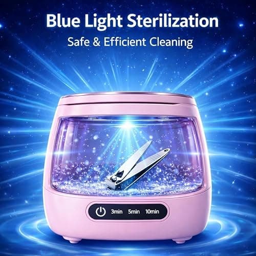 Nail Tools Cleaner, Rechargeable Nail Tool Cleaning and Sterilizer Machine with High-Frequency Vibration and Blue Light 3 Timers Mode for Nail Drill Bits with Cleaning Tablets, Nail Art Brush (Pink) thumbnail 4