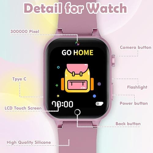 Luyiilo Kids Games Watch, with 26 Puzzle Games, Touch Screen, HD Camera, Alarm Clock, Toys for Ages 4-12 Years Old.Birthday Gift for Boys Girls (Pink) thumbnail 6
