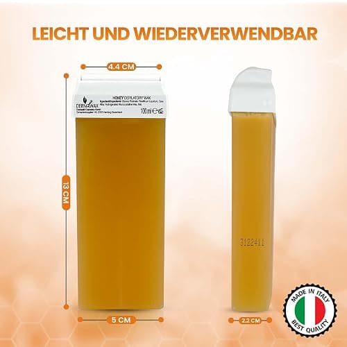 DERMAWAX Roll-on Wachspatronen Honig 6×100 ml – Warmwachs Nachfüllset | 6 Roll-on-Warmwachspatronen mit Honig für 100-ml-Wachswärmer – Vliesstreifen erforderlich; Gerät nicht enthalten thumbnail 3
