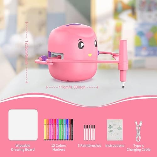 Interactive Educational Drawing Robot for Kids - Montessori Learning Toy with 150 Word Cards, Voice Interaction, Ages 5+ (Pink) thumbnail 7