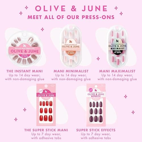 Olive & June Maximalist Press-On Nails, Puffy Cherry French | Salon-quality glue-on manicure kit; 42 non-toxic fake nails in 21 sizes, recycled materials, realistic look, lasts 14 days thumbnail 8