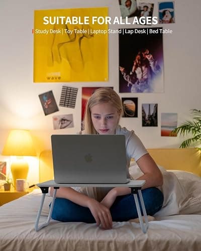 FISYOD Foldable Lap Desk, Laptop Bed Desk, Portable Bed Table, Laptop Stand for Bed & Couch, Lightweight & Mini - Black thumbnail 4