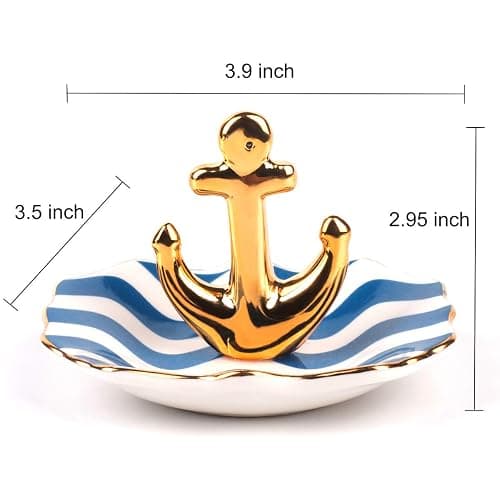 BESKIT Ring Holder with Boat Anchor Jewelry Organizer Trinket Tray Home Decor for Earrings Necklace Bracelet thumbnail 3