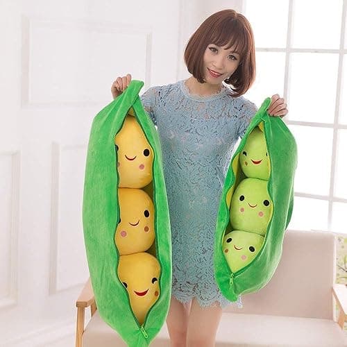 Giant Peas in A Pod Plush Toy Pea Pod Pillow Cute Pea Stuffed Toys Plant Doll Various Sizes (Green Beans,15.7''/40cm) - Green Beans - 15.7''/40cm thumbnail 7