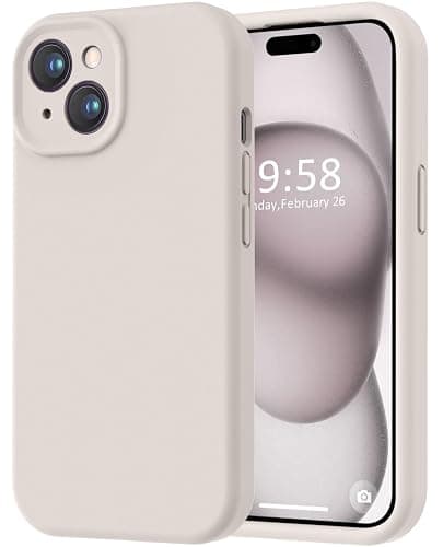 LOVE 3000 Compatible with iPhone 15 Case, [Smooth Silicone Full Coverage Camera] [8ft Drop Protection], Soft Microfiber Lining Full Body Protective Case for iPhone 15 6.1 inch - Stone - Image 1