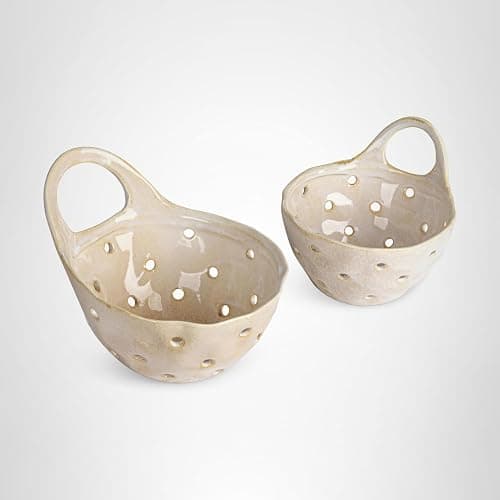 Creative Co-Op Set of 2 Cream Stoneware Colanders thumbnail 11