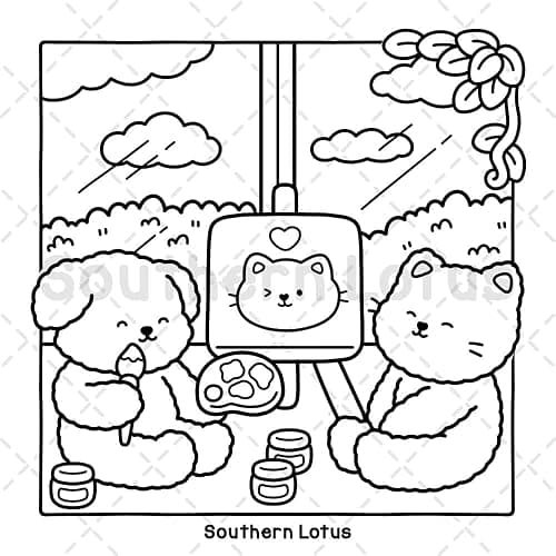Fuzzy In Love: Coloring Book for Adults and Teens Featuring Little Fuzzy Animals in Love Moments and Cozy Activities, Cute Designs for Relaxation and Chill (Fuzzy Buddies) thumbnail 4