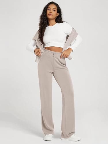ODODOS Women's Modal Soft Wide Leg Pants with Pockets Adjustable Shockcord High Waist Casual Lounge Pants-27/29/31" Inseam thumbnail 3