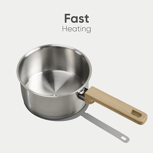 CAROTE 3.5Qt Stainless Steel Sauce Pan Set with Lid, 3-ply Base, Non-Toxic PTFE & PFOA Free Saucepan, Induction Cookware Set, Small Kitchen Pots, Stay-Cool Handles thumbnail 7
