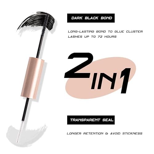 120pcs Wimperns Cluster DIY Wimpern-Extensions Kit mit Applikator und Wimpernkleber und Versiegelung Falsche Wimpern Natürlicher Look C D Curl Länge Mix 10-16MM-DM27 thumbnail 4