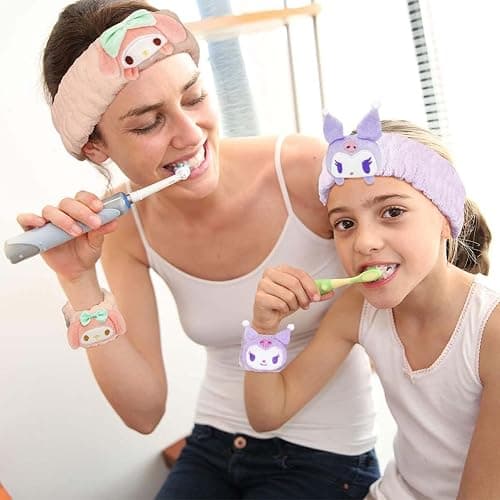 Kawaii Spa Headband and Wristband Set for Face Washing, Cute Soft Skincare Headbands for Women Girls, Fluffy Makeup Headband for Washing Face, Bath, Shower, Beauty thumbnail 3