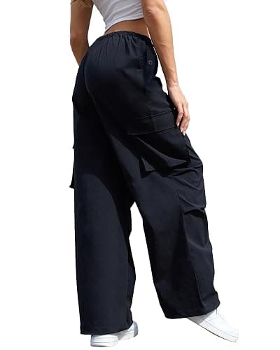 COPYLEAF Cargo Pants Women Low Waisted Parachute Pants with Pockets Loose Baggy Hiking Pants Y2K Clothes thumbnail 2