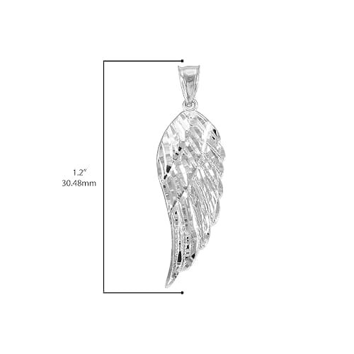 Claddagh Gold .925 Sterling Silver Textured Single Angel Wing Heavenly Celestial Charm Pendant Necklace with Rolo Chain and Pendant only thumbnail 3