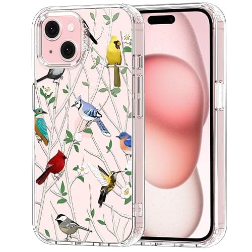 MOSNOVO Case for iPhone 15, [Buffertech 6.6ft Military-Grade Drop Protection] [Anti Peel Off Tech] Clear TPU Bumper Phone Case Cover Design - Wild Bird - Image 1