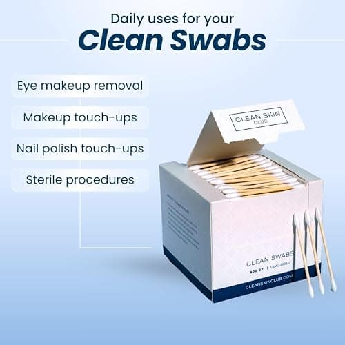Clean Skin Club Clean Swabs | 500CT | One Pointed Tip | Biodegradable + Organic Cotton & Bamboo | Makeup & Nail Polish Touch-ups | Chlorine-Free & Hypoallergenic (500 Count) thumbnail 4