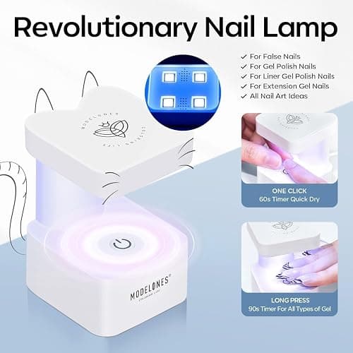 modelones X Nail Gel Kit, 9-in-One Glue Prep Dehydrator & Portable Led Lamp | 15Sizes Gel Nail Tips Short Square 510Pcs Pre-shaped Square Press On Extension Kit DIY Salon Home Gift for Women thumbnail 5