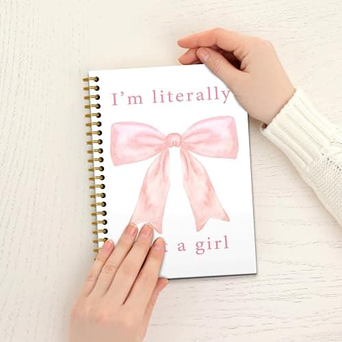 RUNMESS Coquette Pink Bow Notebook, Preppy Girly Aesthetic Journal, Preppy Gifts for Women, Girly Office Supplies, I'm Literally Just a Girl Hardcover Spiral Notebook 5.5x8.3 Inch - Just a Girl thumbnail 7