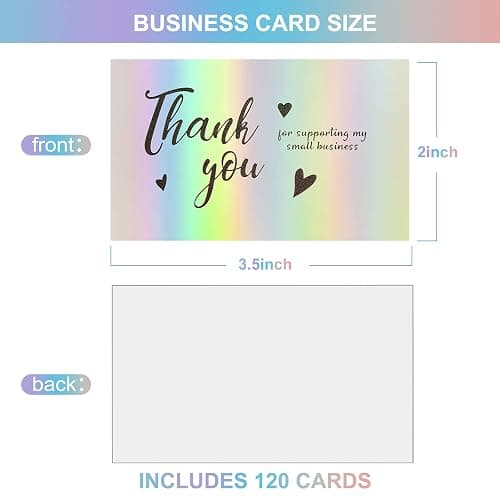 FZR Legend 120Pcs Thank You Cards Small Business, Mini 6 Styles Thank You for Supporting Cards Notes Shopping Holographic Thanks Greeting Cards for Retail Store Owner Goods Customer 2x3.5 Inch thumbnail 3