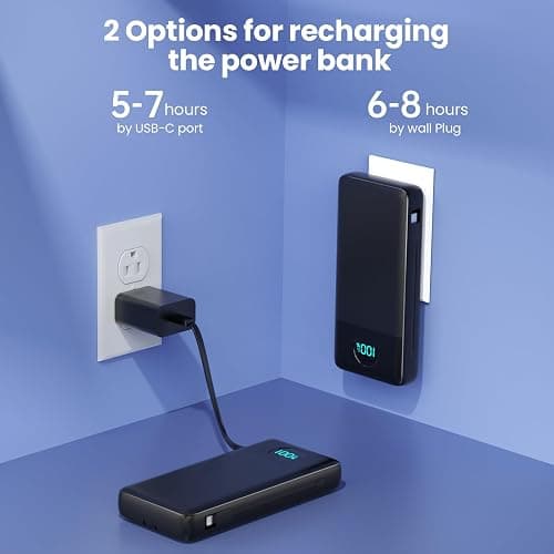 Portable Charger 33800mAh USB C Power Bank with Built-in Cables & AC Wall Plug,25W Fast Charging+QC 4.0 Phone Charger,4 Output Travel Essentials Battery Pack for iPhone16/15/14/13,Samsung,Android etc thumbnail 4