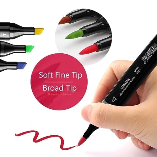 Arhomet 6 Pack Alcohol Markers, Double Tipped Soft Fine Tips and Brush Art Marker (Blender) thumbnail 2
